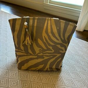 Burlap Zebra Tote Bag